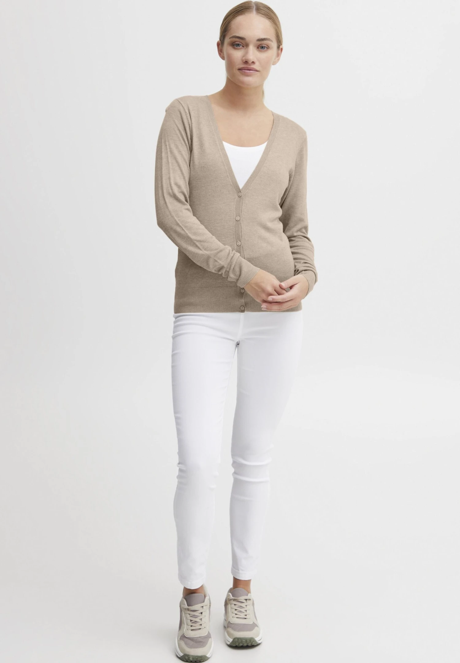 OXMO Oxhelene - Chaqueta De Punto - Cement Melange 2 OXMO Oxhelene - Chaqueta De Punto - Cement Melange - Imagen 2