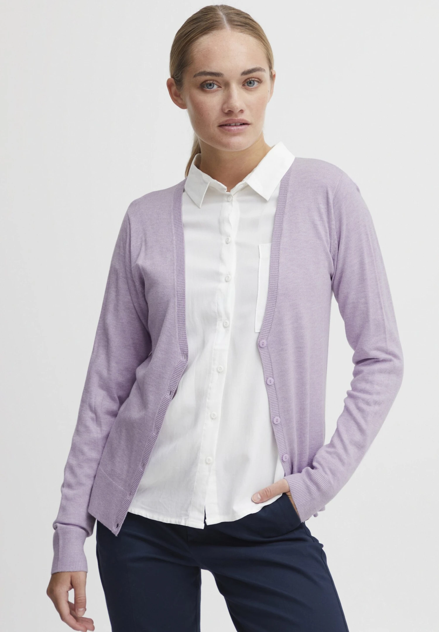 OXMO Oxhelene - Chaqueta De Punto - Purple Rose Melange 1 OXMO Oxhelene - Chaqueta De Punto - Purple Rose Melange