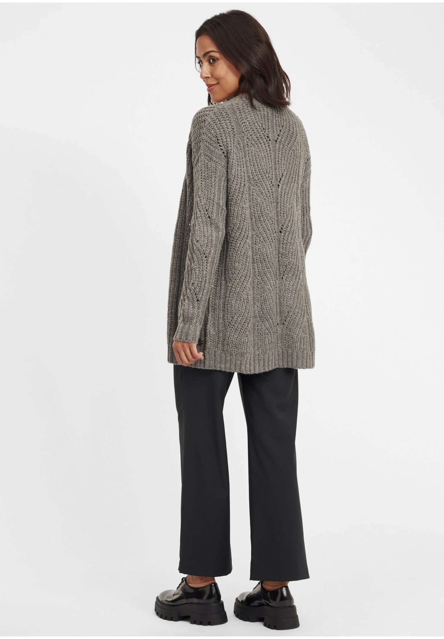 OXMO Oxclea - Chaqueta De Punto - Medium Grey Melange 3 OXMO Oxclea - Chaqueta De Punto - Medium Grey Melange - Imagen 3