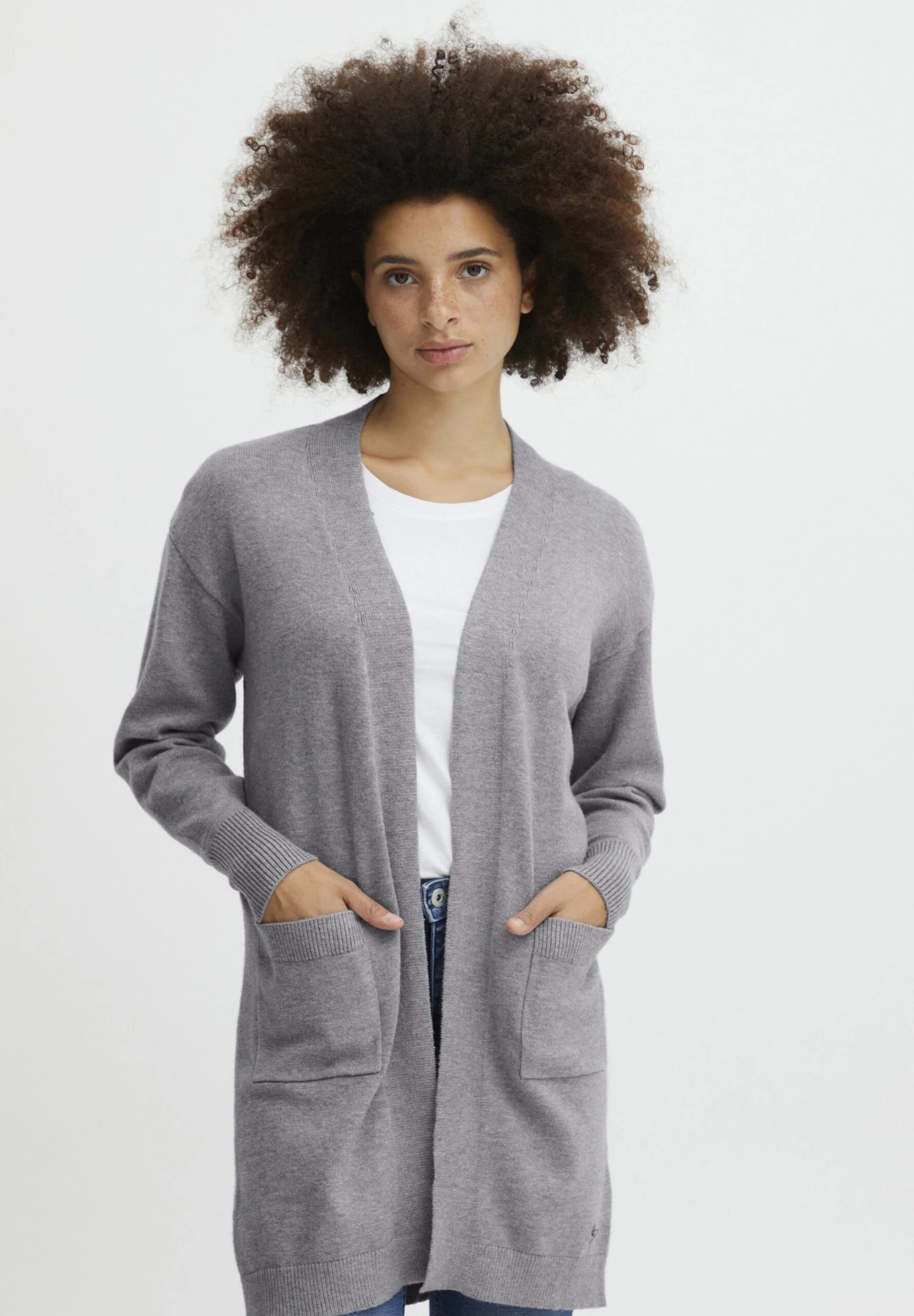 OXMO Oxritiana - Chaqueta De Punto - Mid Grey Melange 1 OXMO Oxritiana - Chaqueta De Punto - Mid Grey Melange