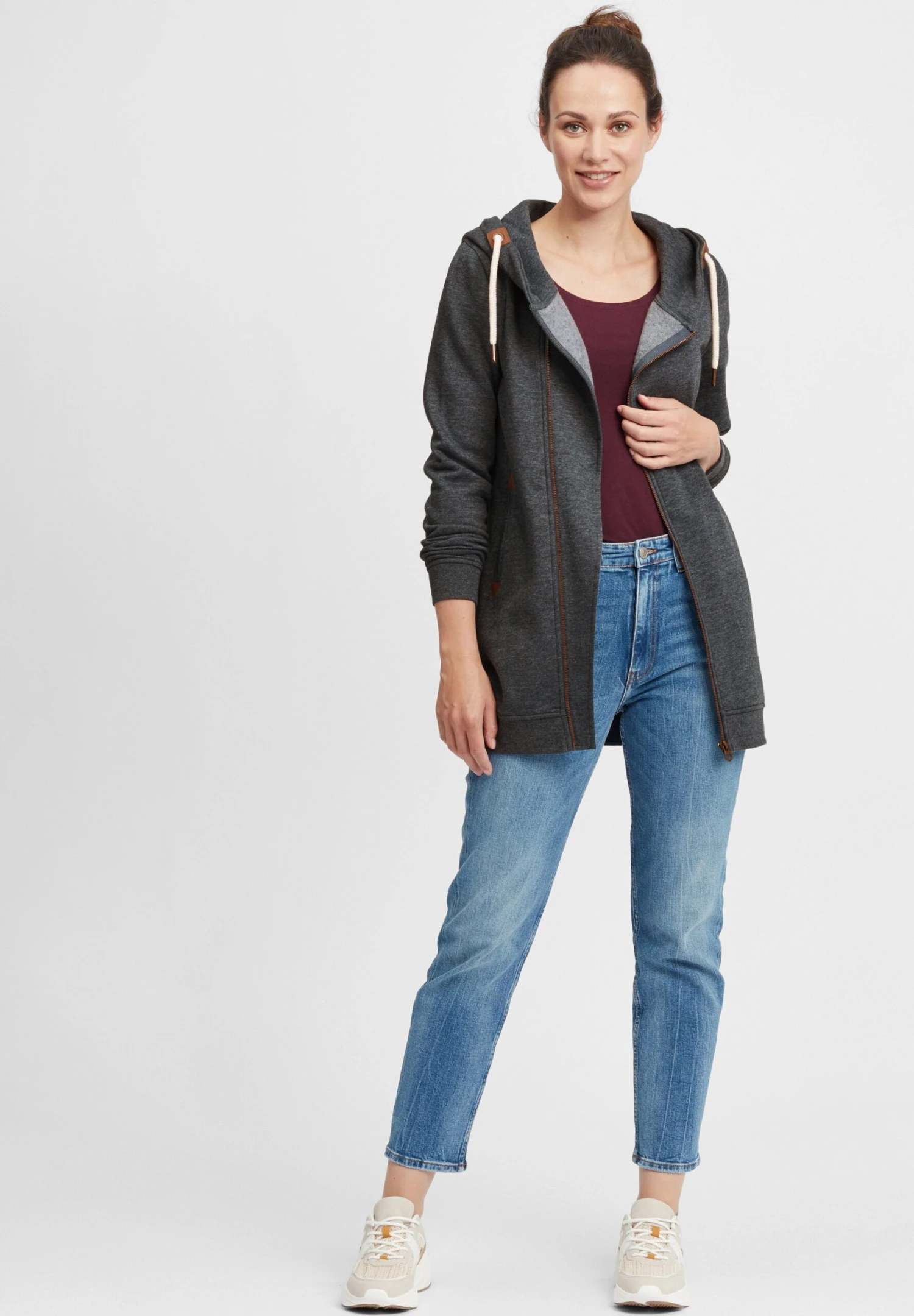 OXMO Oxvicky - Sudadera Con Cremallera - Dar Grey M 2 OXMO Oxvicky - Sudadera Con Cremallera - Dar Grey M - Imagen 2