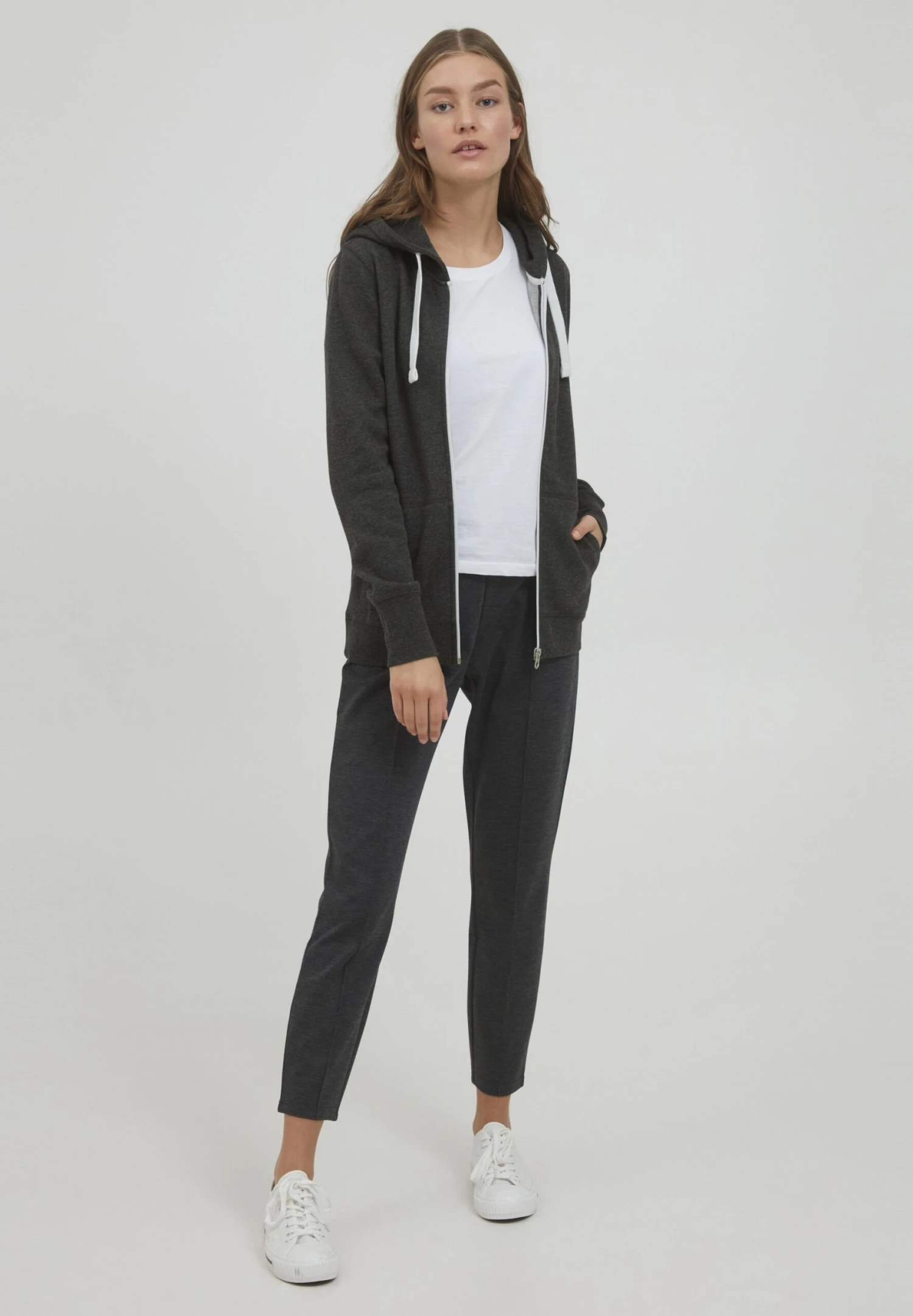 OXMO Oxolinda - Chaqueta De Punto - Dark Grey Melange 2 OXMO Oxolinda - Chaqueta De Punto - Dark Grey Melange - Imagen 2