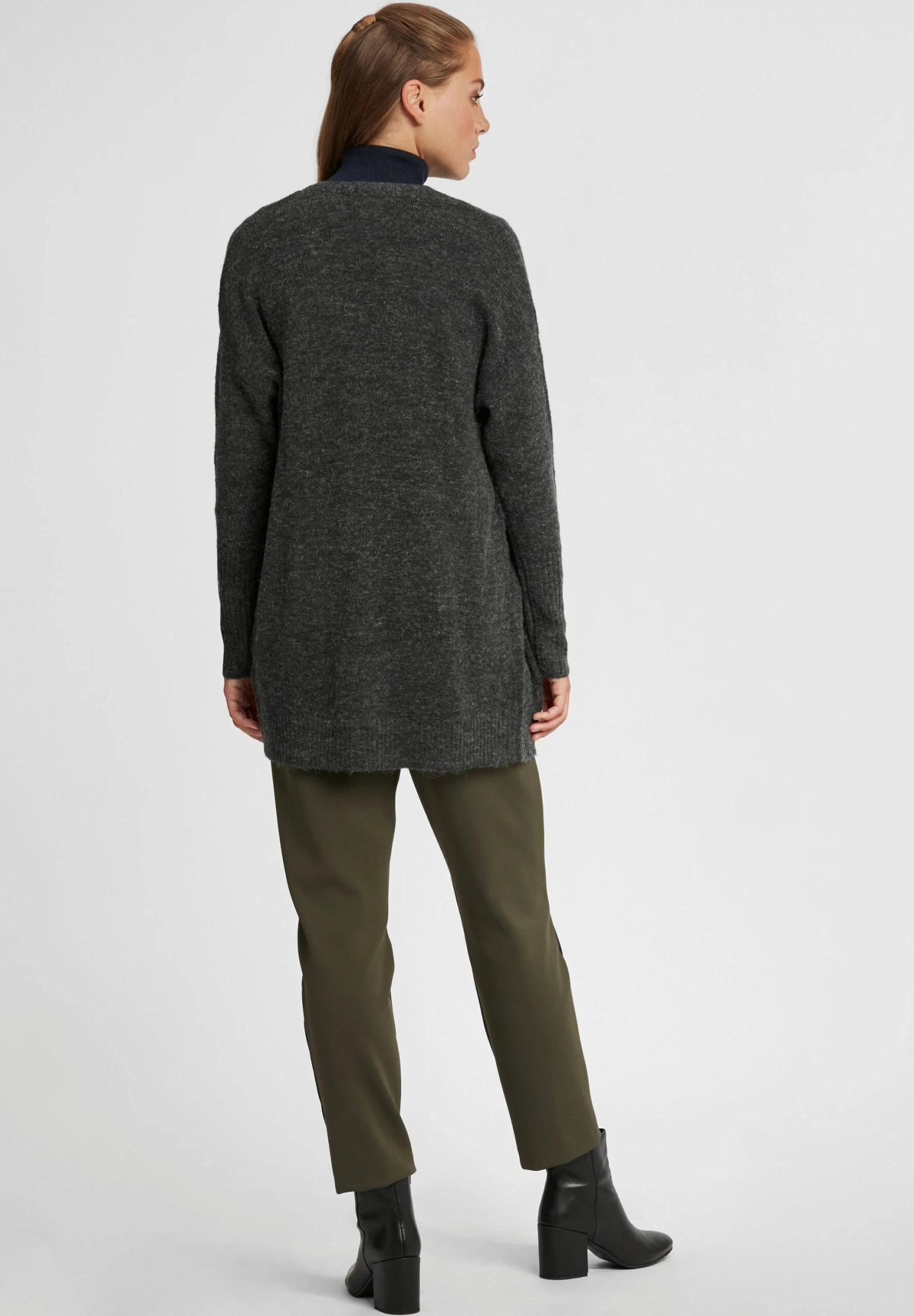 OXMO Oxgisele - Chaqueta De Punto - Dark Grey Melange 3 OXMO Oxgisele - Chaqueta De Punto - Dark Grey Melange - Imagen 3