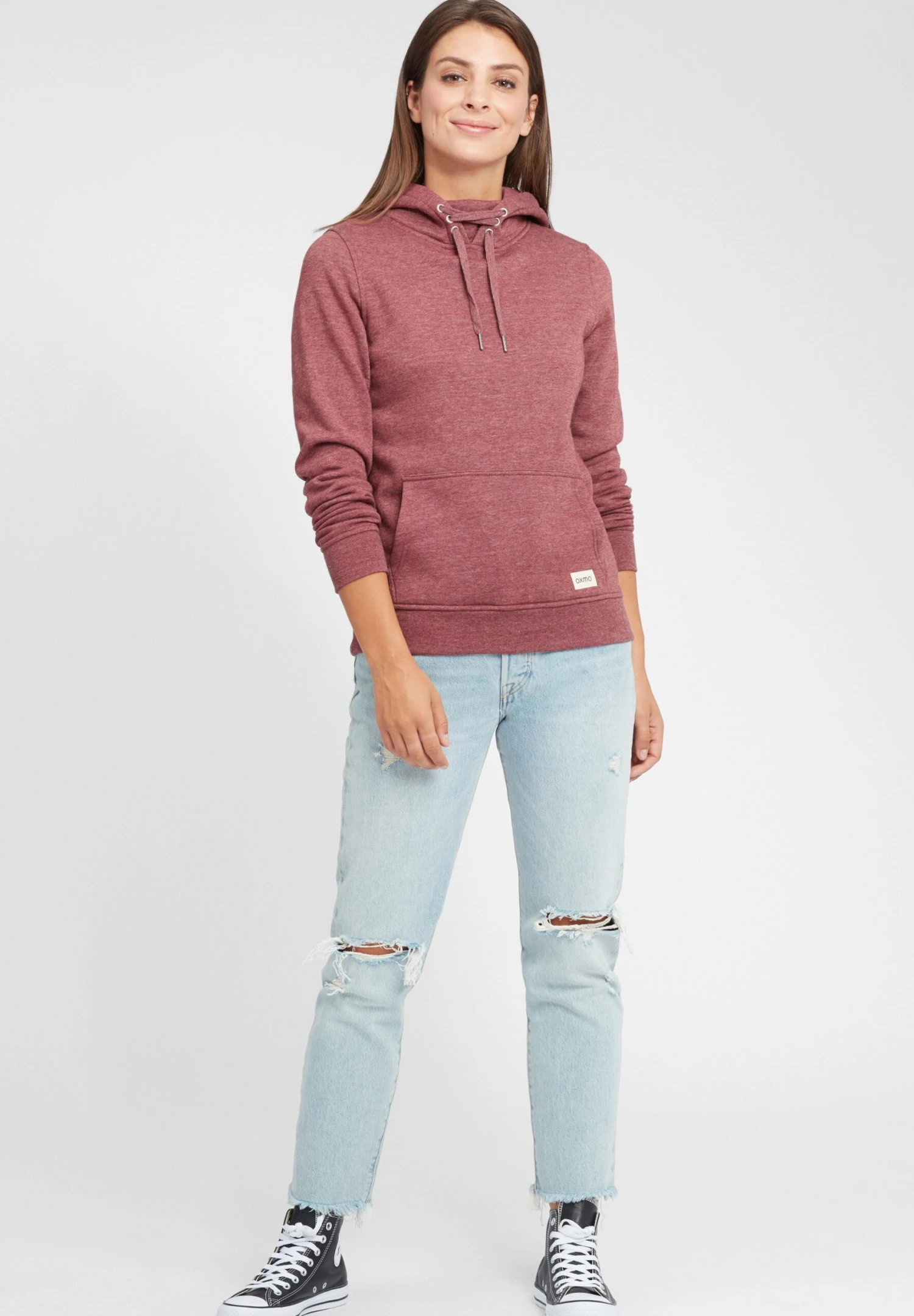 OXMO Oxowena - Jersey Con Capucha - Wine Red Melange 2 OXMO Oxowena - Jersey Con Capucha - Wine Red Melange - Imagen 2