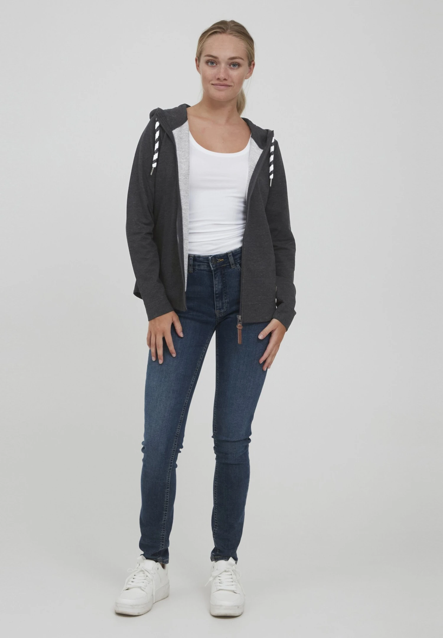 OXMO Oxwanda - Sudadera Con Cremallera - Dar Grey M 2 OXMO Oxwanda - Sudadera Con Cremallera - Dar Grey M - Imagen 2