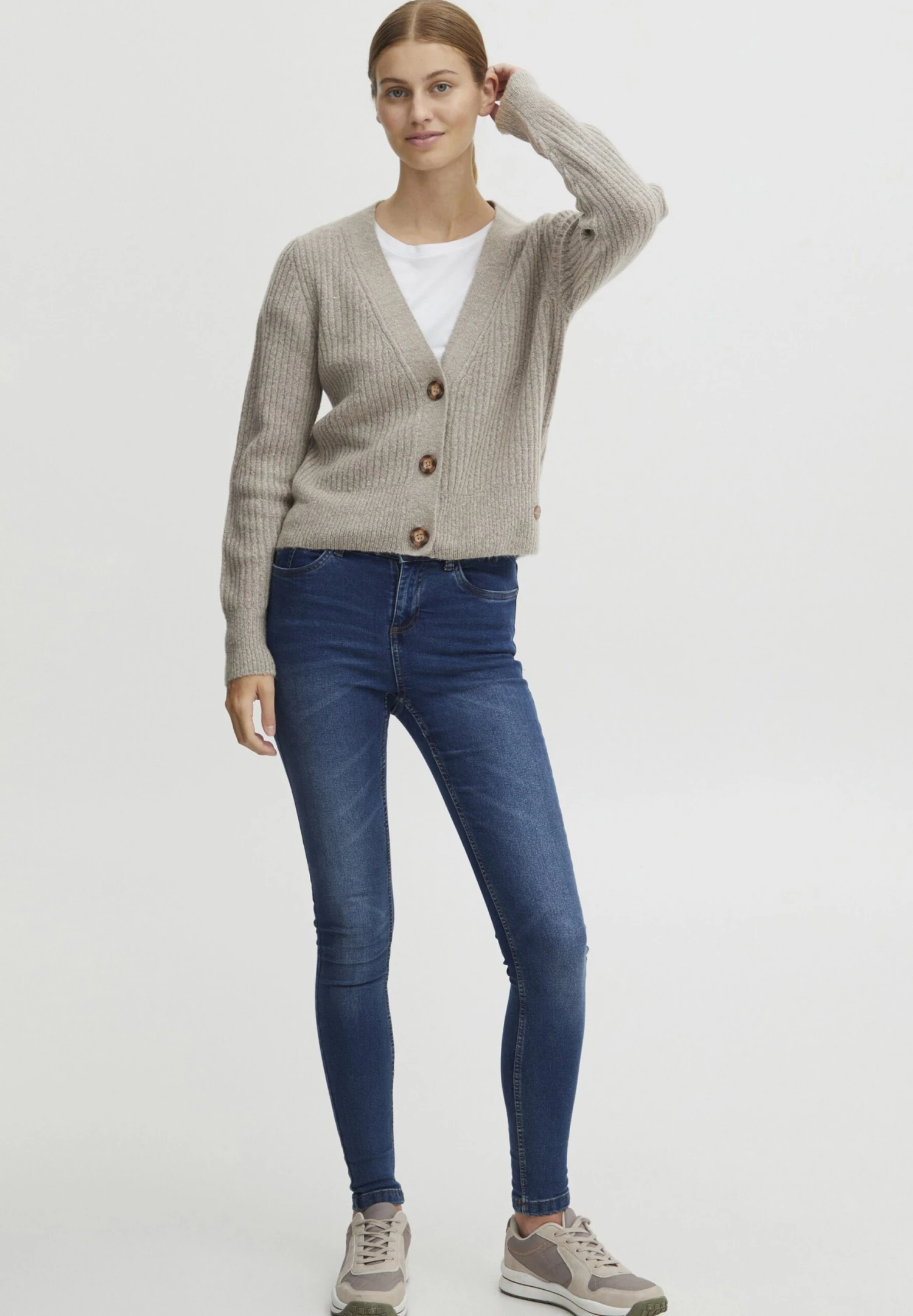 OXMO Oxnorene - Chaqueta De Punto - Cement Melange 2 OXMO Oxnorene - Chaqueta De Punto - Cement Melange - Imagen 2