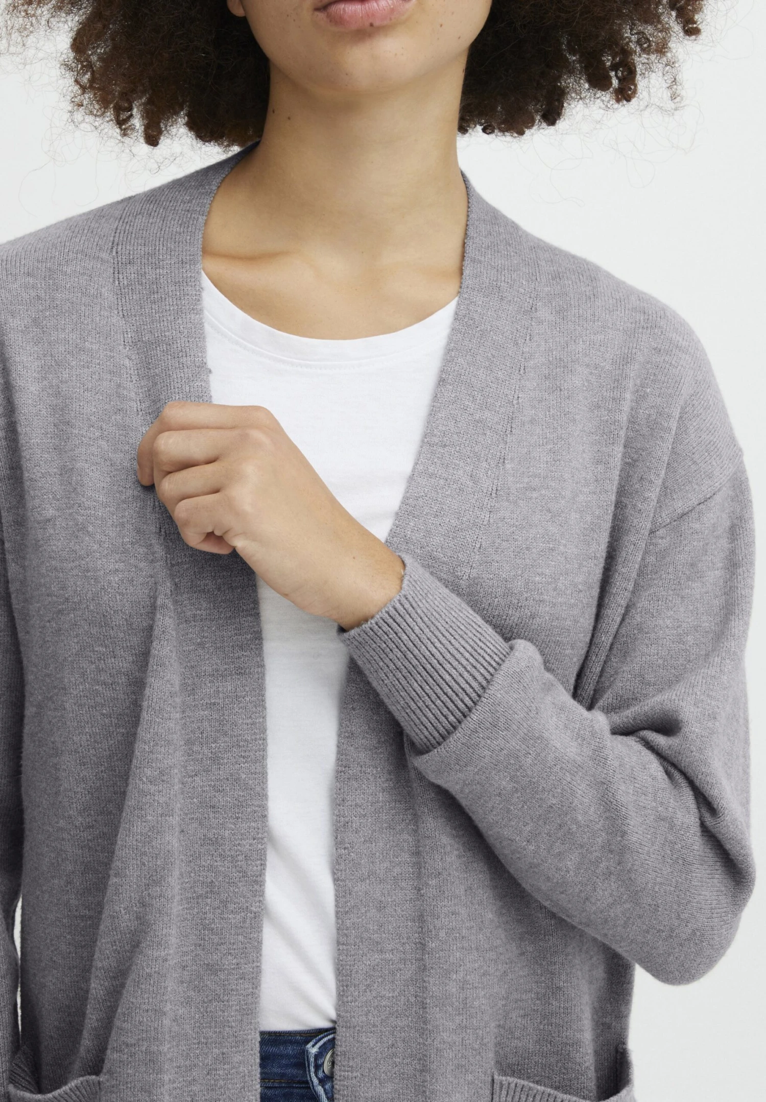 OXMO Oxritiana - Chaqueta De Punto - Mid Grey Melange 4 OXMO Oxritiana - Chaqueta De Punto - Mid Grey Melange - Imagen 4