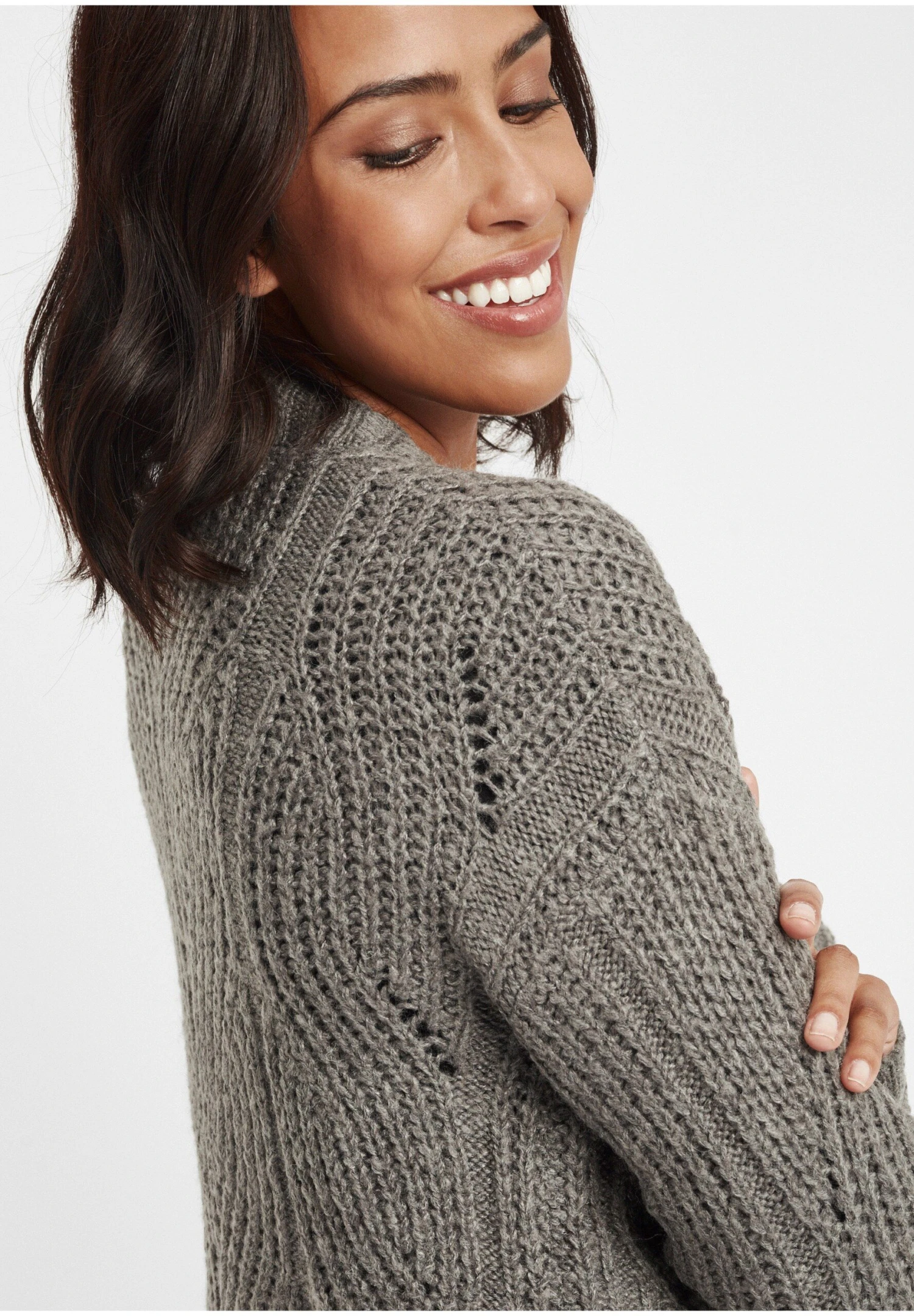 OXMO Oxclea - Chaqueta De Punto - Medium Grey Melange 4 OXMO Oxclea - Chaqueta De Punto - Medium Grey Melange - Imagen 4