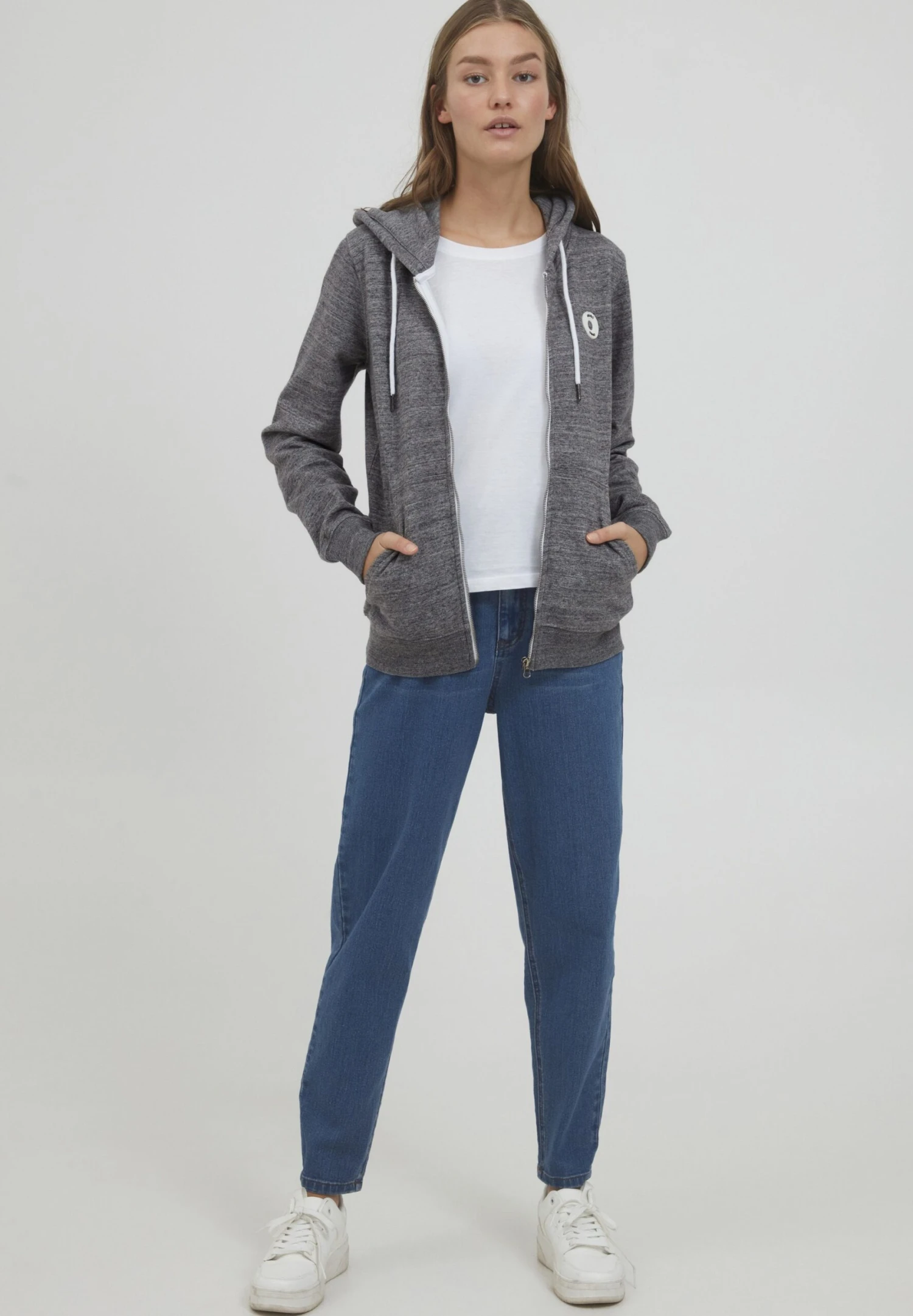 OXMO Oxhelna - Sudadera Con Cremallera - Pewter Melange 2 OXMO Oxhelna - Sudadera Con Cremallera - Pewter Melange - Imagen 2