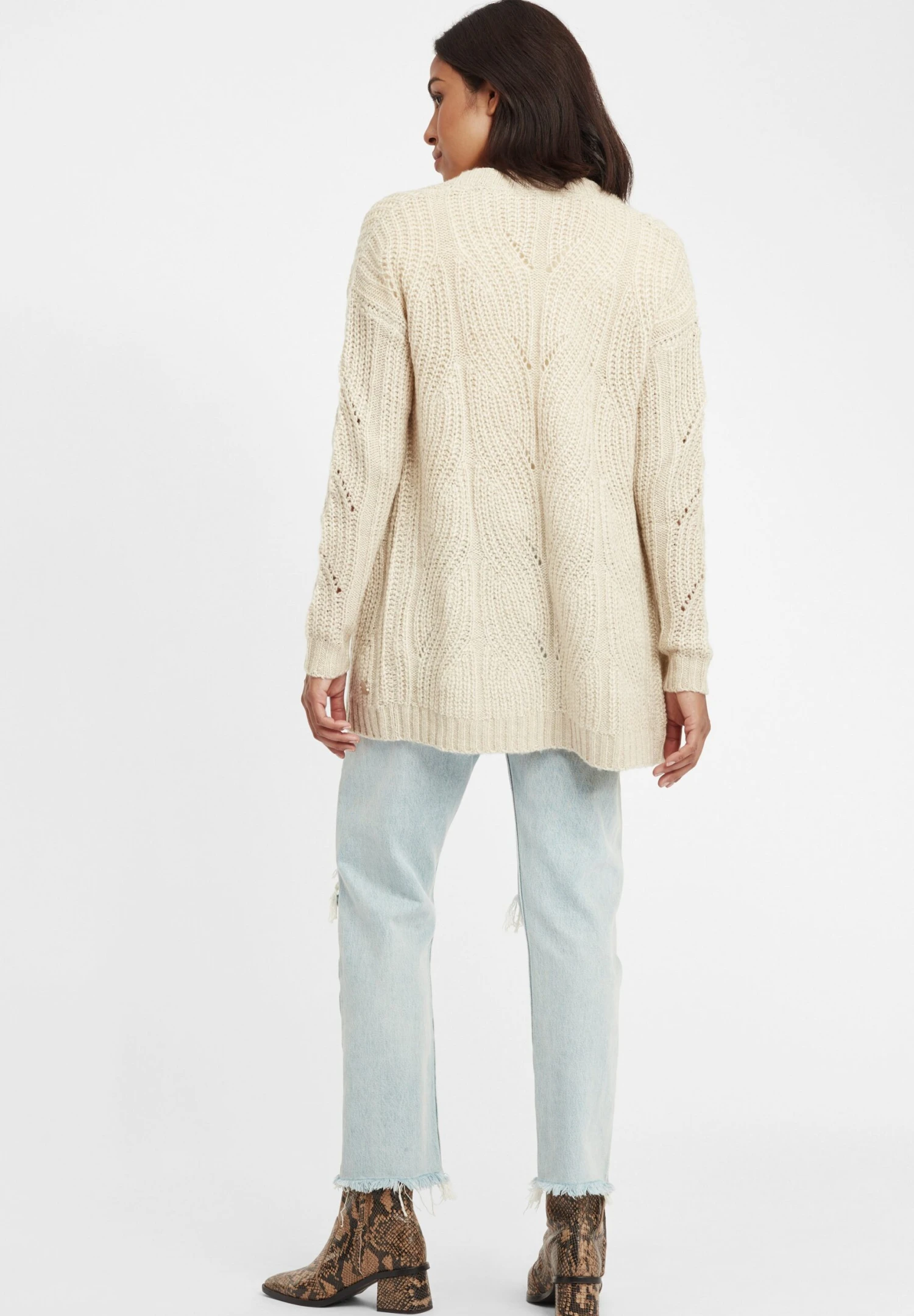 OXMO Oxclea - Chaqueta De Punto - Oyster Grey Melange 3 OXMO Oxclea - Chaqueta De Punto - Oyster Grey Melange - Imagen 3