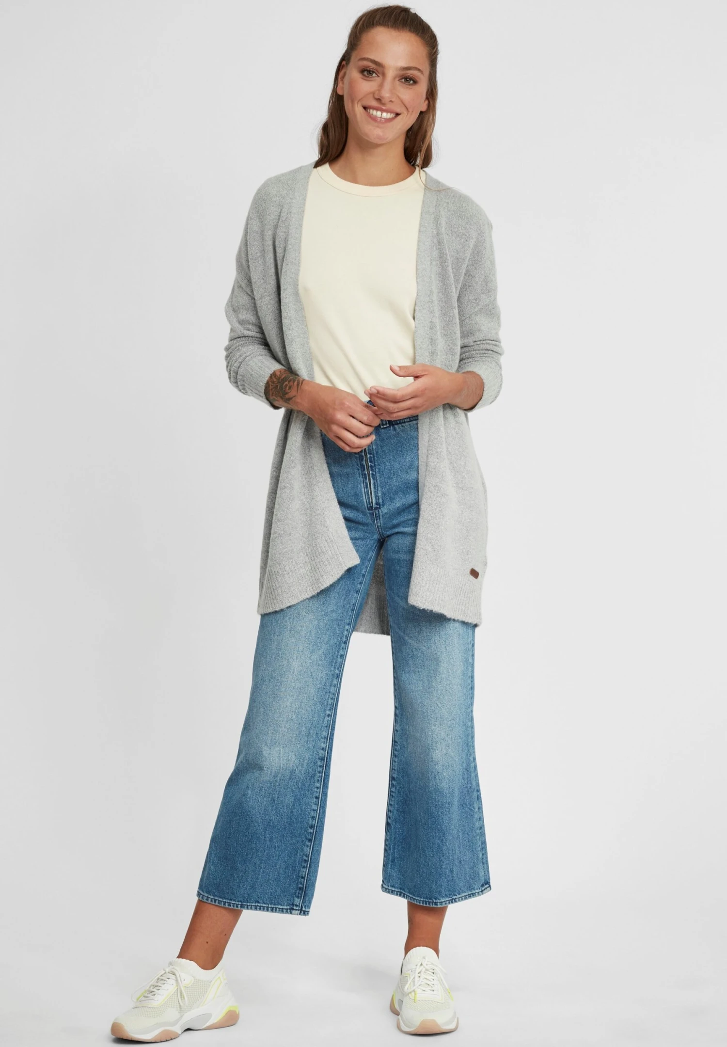 OXMO Oxgisele - Chaqueta De Punto - Light Grey Melange 2 OXMO Oxgisele - Chaqueta De Punto - Light Grey Melange - Imagen 2